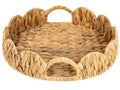 StorageWorks Rectangular Wicker Scalloped Tray, Rattan Scalloped Basket | Shallow Serving Trays with Handles for Coffee Table, Living Room, Seagrass Trays for Decorative & Organizing