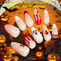 Halloween Press on Nails Medium Almond Ghost Fake Nails 30Pcs