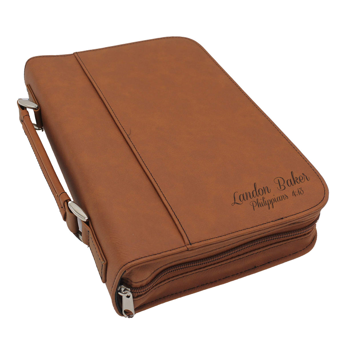 Personalized Bible Cover Holder Case with Carrying Handle for Men and Women (Rawhide with Gold)