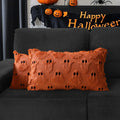 Halloween Ghost Decorative Pillow Covers 18x18 Set of 2, Beige Soft Plush Faux Fur Farmhouse Throw Cushion Cases for Fall Holiday Home Decorations