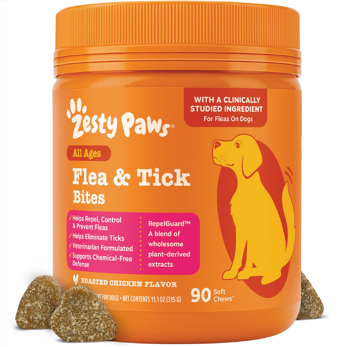 Zesty Paws Flea and Tick Shampoo for Dogs - Veterinarian Formulated Flea Shampoo for Dogs to Kill Fleas, Ticks & Their Eggs - Soothes Itchy & Irritated Dog Skin - Cedarwood, Rosemary & Peppermint Oil