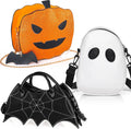 Hillban 3 Pcs Halloween PU Leather Bat Spider Web Shoulder Bag