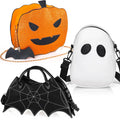 Hillban 3 Pcs Halloween PU Leather Bat Spider Web Shoulder Bag
