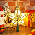 ODEETRONIC Christmas Star Tree Topper Lights, 9.5in UL Certified 3D Star Tree Topper, Double Sided Christmas Tree-top with 10 Count Incandescent Warm White Lights for Xmas Tree Home Decor, Gold