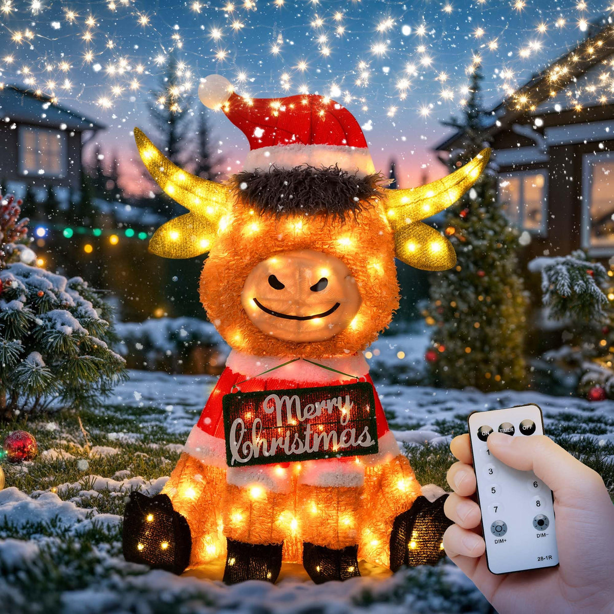 3D Snowman Gift box Outdoor Christmas Decorations with Timer&Remote Control