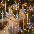 Glass Snowflake Icicle Ornaments for Christmas Tree Decorations - 18Pcs Clear Glass Ornaments Set for Christmas Tree Winter New Year Party Decor Supplies