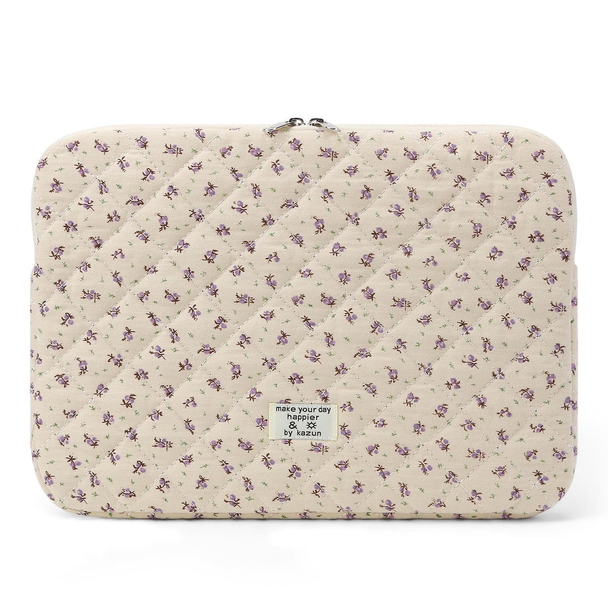 Puffy Laptop Sleeve 13 Inch Cute Quilted Laptop Protective Case Padded Floral Computer Sleeve for MacBook (A-Blue, 13 Inch)