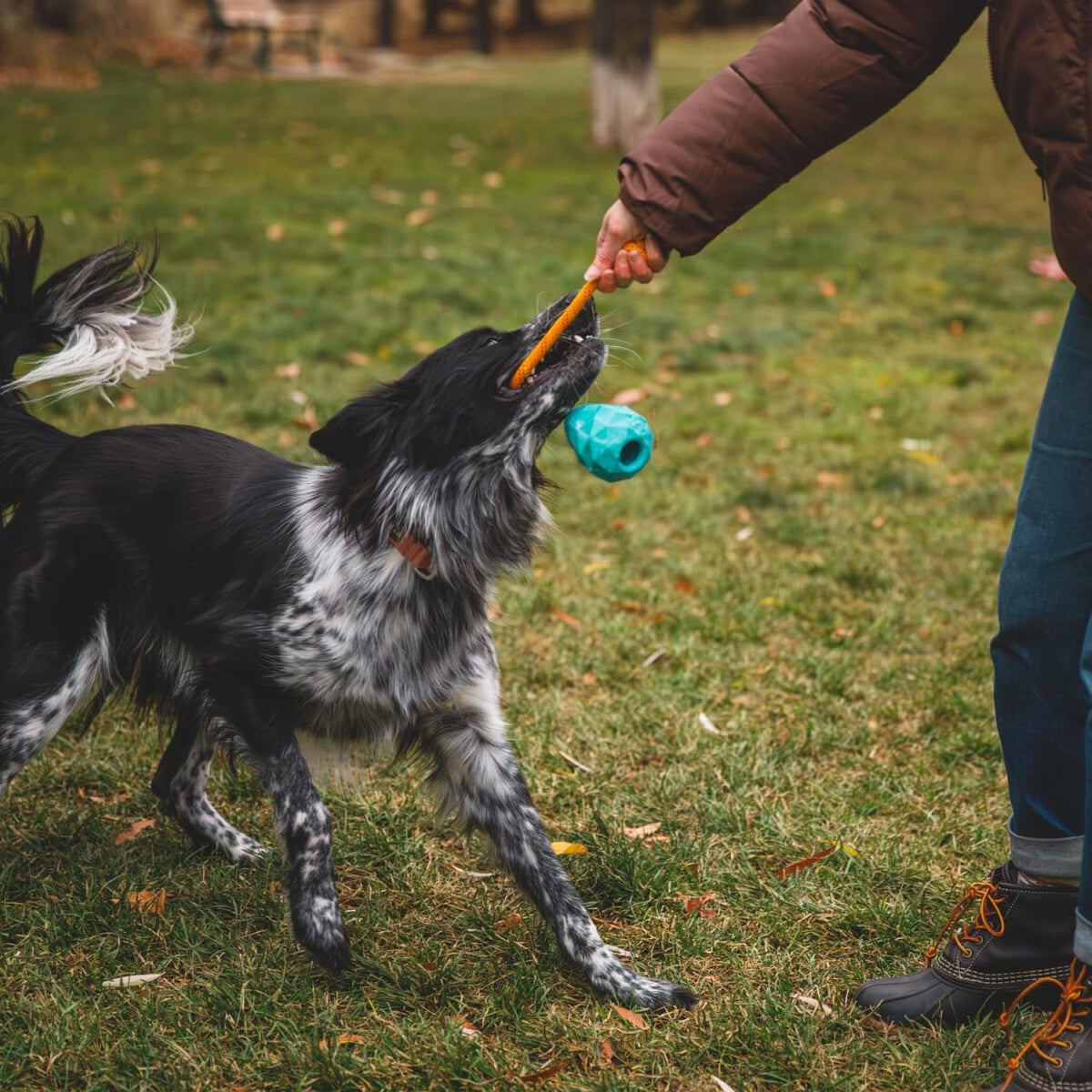 Ruffwear, Huck-a-Cone Dog Toy – Durable Tug, Throw & Fetch Toy with Knotted Rope Handle, Interactive Play for Dogs, Glacial Blue