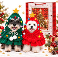 Dog Christmas Outfit Clothes, Holiday Tree Costume Cape for Small Pets，Green+Red