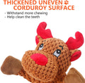 No Stuffing Dog Christmas Toys with Squeakers, Crinkle Xmas Plush Dog Toys for Large Medium Small Dogs, Durable Interactive Dog Toys for Puppies, Reindeer