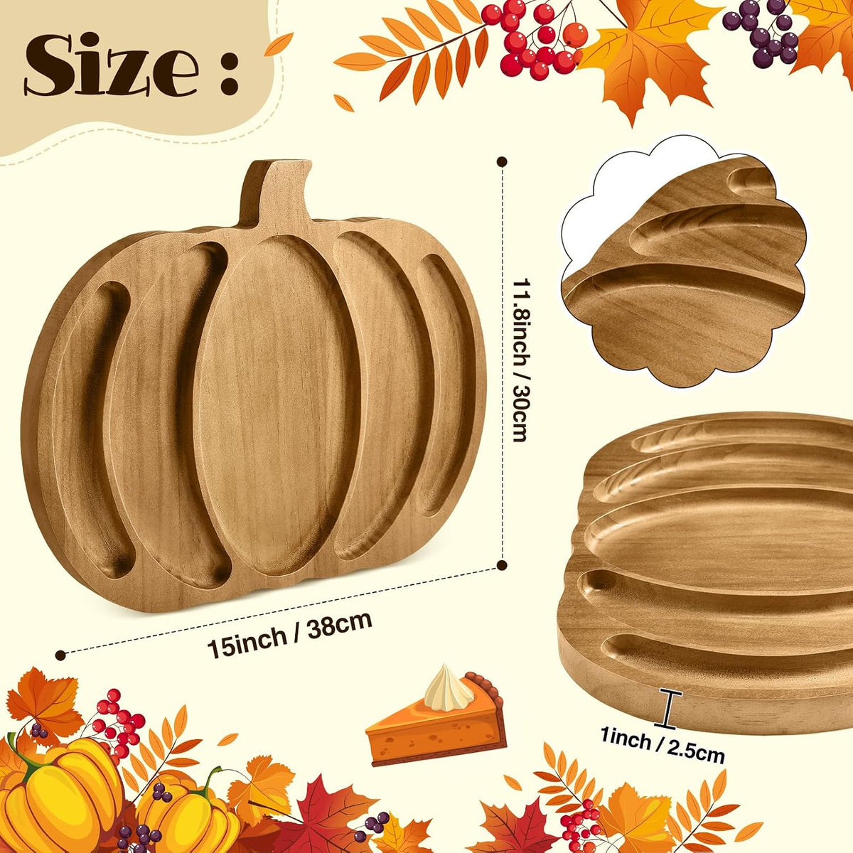 Sliner Pumpkin Charcuterie Board Wooden Fall Serving Platter Tray Dishes
