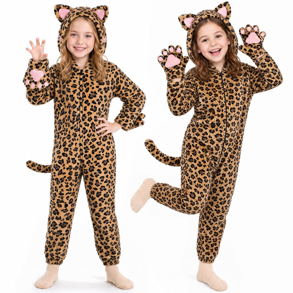 Joycover Halloween Black Cat Costume for Girls, Kids Cheetah Costume Onesie