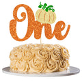 24pc Little Pumpkin Cupcake Toppers - Glitter Pumpkin Cupcake Picks - Baby Shower Decorations - Fall Harvest Theme - Kids Birthday Party Supplies