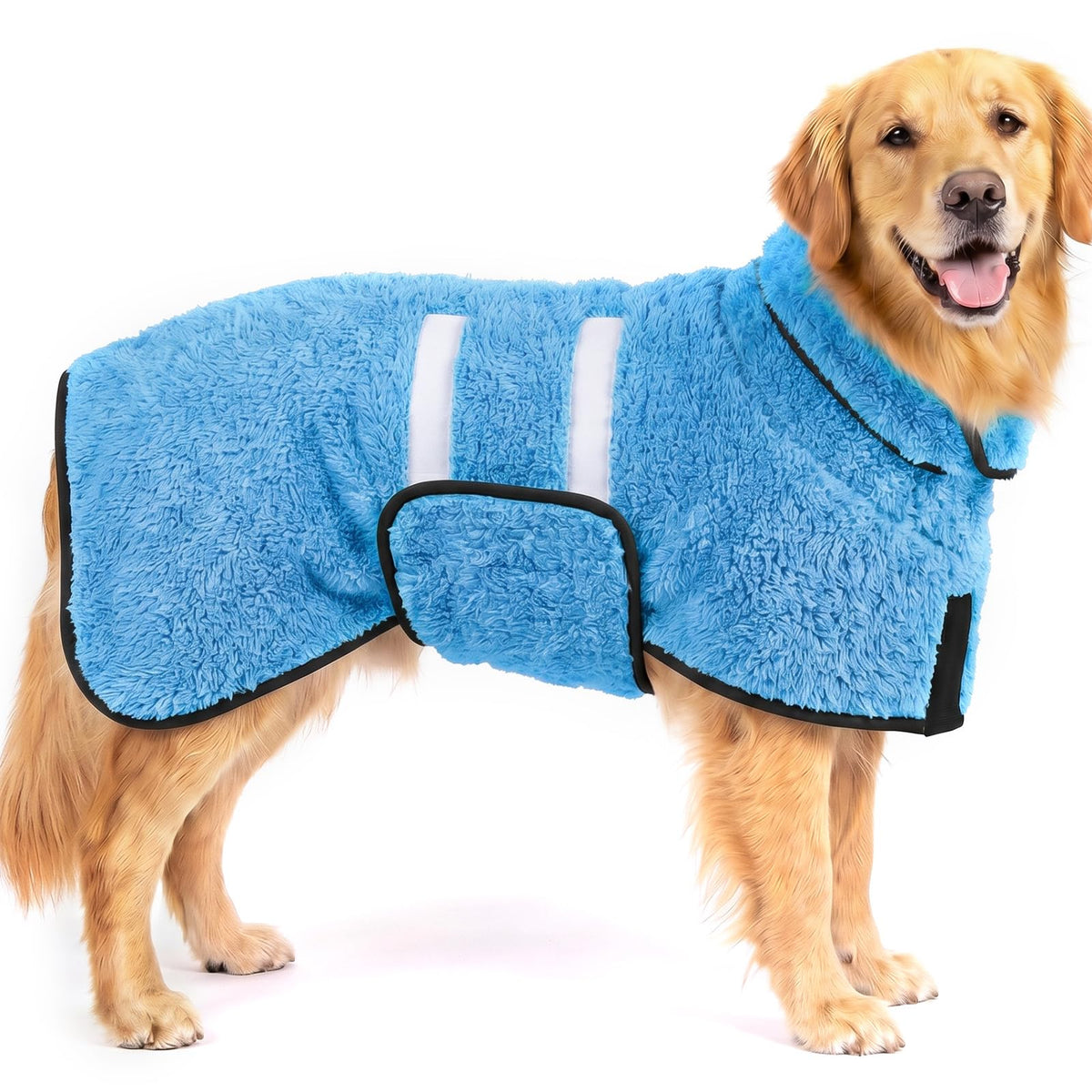 Dog Bathrobe, Super Absorbent for Small to Large Dogs, Dark Blue XL | Dog Robes with Soft Fleece, Warm & Cozy, Adjustable Fit, and Quick Drying Coat for Baths Swimming and Grooming