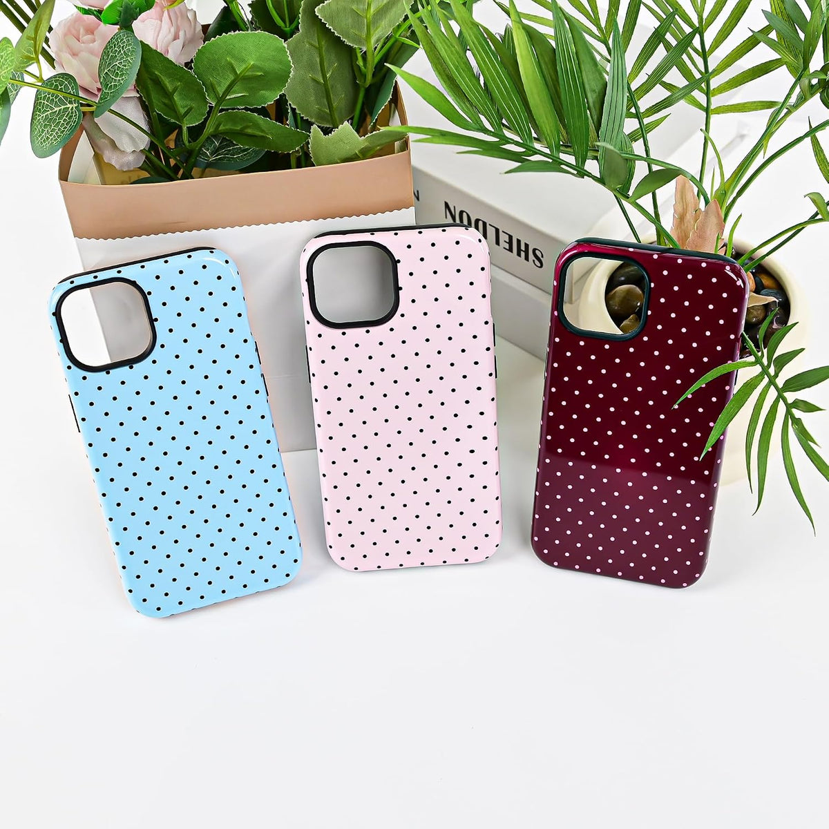 Polka Dot Pattern Phone Case for iPhone 13/14 6.1", Wine