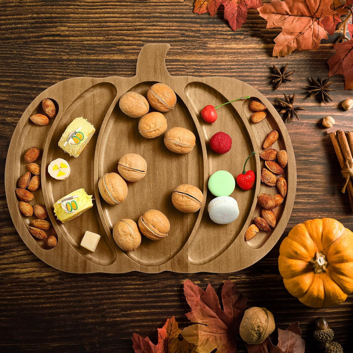Sliner Pumpkin Charcuterie Board Wooden Fall Serving Platter Tray Dishes