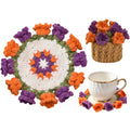 Crochet Flower Coasters, Handmade Bouquet Coasters with Crochet Plant Pot (Sunflower Yellow, 1Pc)