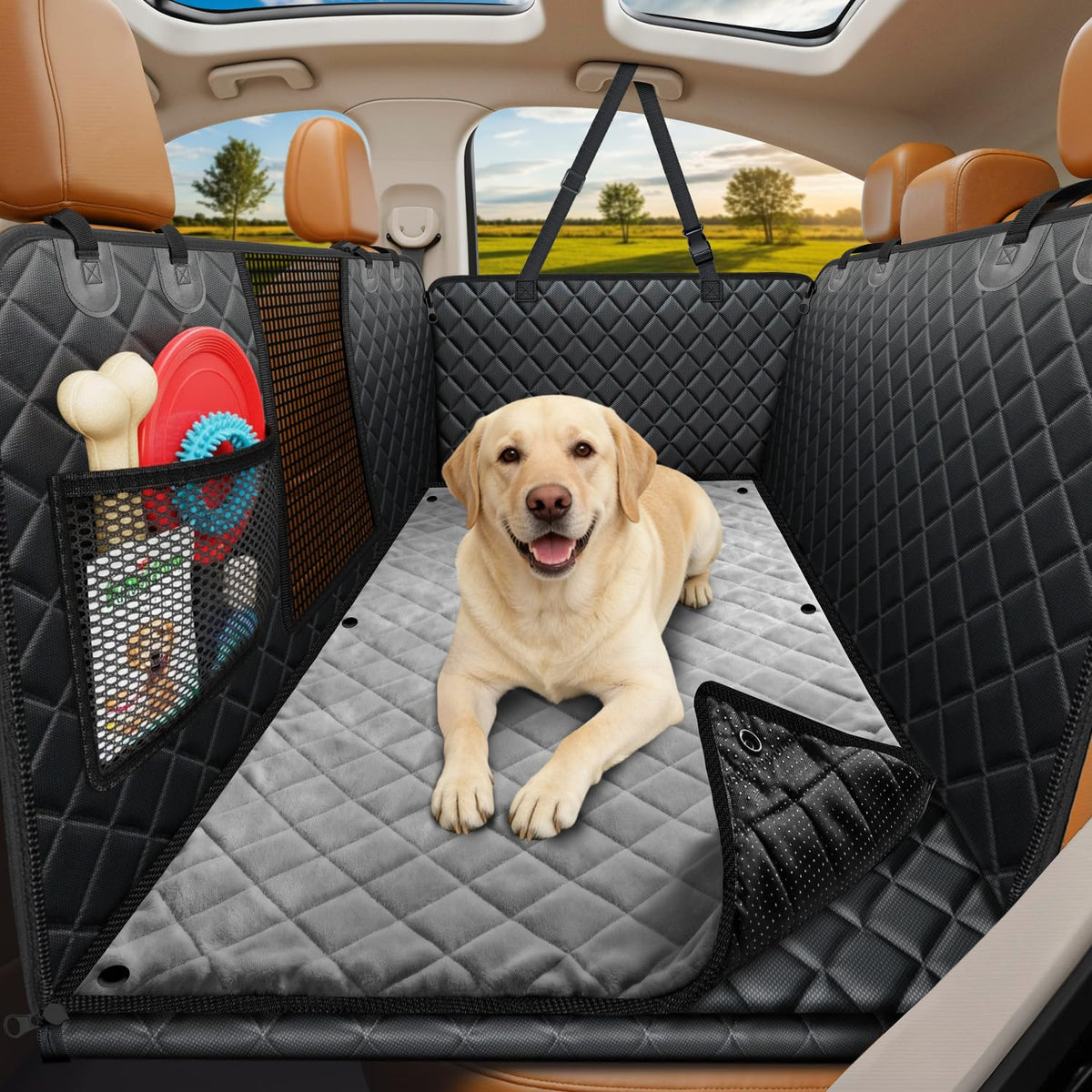 URPOWER Hard Bottom Dog Car Seat Cover, Back Seat Extender for Cars & SUVs