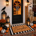 Tinideya 2 23.6 X 35.4 Inches Plaid Ghost Red Brown | Layered Coir Doormat Set, Non Slip Backing for Outdoor Entryway, Buffalo Plaid Seasonal Design, Front Porch Home Decor