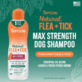 TropiClean Max Strength Flea and Tick Shampoo Treatment for Dogs, Powerful & Natural Defense, Prevention for Large & Small Dogs, Made in USA, 20oz