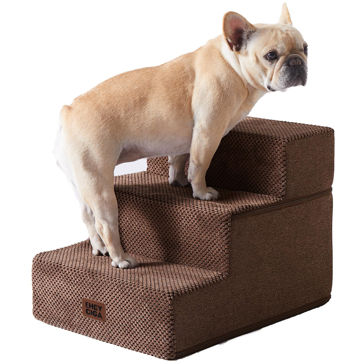 EHEYCIGA Dog Stairs for Bed 18" H, 4-Step Dog Steps for High Bed, Pet Steps for Small Dogs and Cats, Non-Slip Balanced Pet Ramp Indoor, Grey