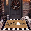 Tinideya 2 23.6 X 35.4 Inches Plaid Ghost Red Brown | Layered Coir Doormat Set, Non Slip Backing for Outdoor Entryway, Buffalo Plaid Seasonal Design, Front Porch Home Decor