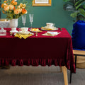 GLORY SEASON Velvet Tablecloth Luxurious Solid Rectangle Table Cloth,Oblong Retro Farmhouse Ruffle Tablecloths Washable Table Cover for Party Olive Green,52x70 Inches