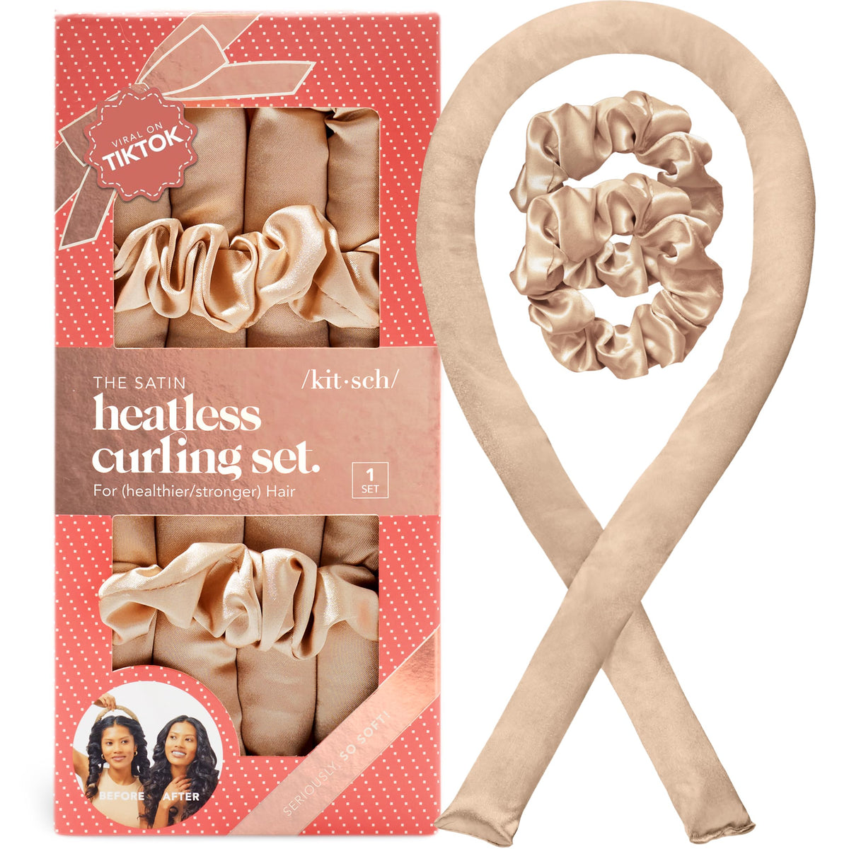 Kitsch Satin Heatless Curls Overnight Set - Sunset Tie Dye