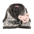 Pinkaholic New York Lidia Vest Dog Harness Step-in Warm Winter Flower Pattern for Small Dog, Light Grey, Large