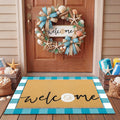 Tinideya 2 23.6 X 35.4 Inches Plaid Ghost Red Brown | Layered Coir Doormat Set, Non Slip Backing for Outdoor Entryway, Buffalo Plaid Seasonal Design, Front Porch Home Decor