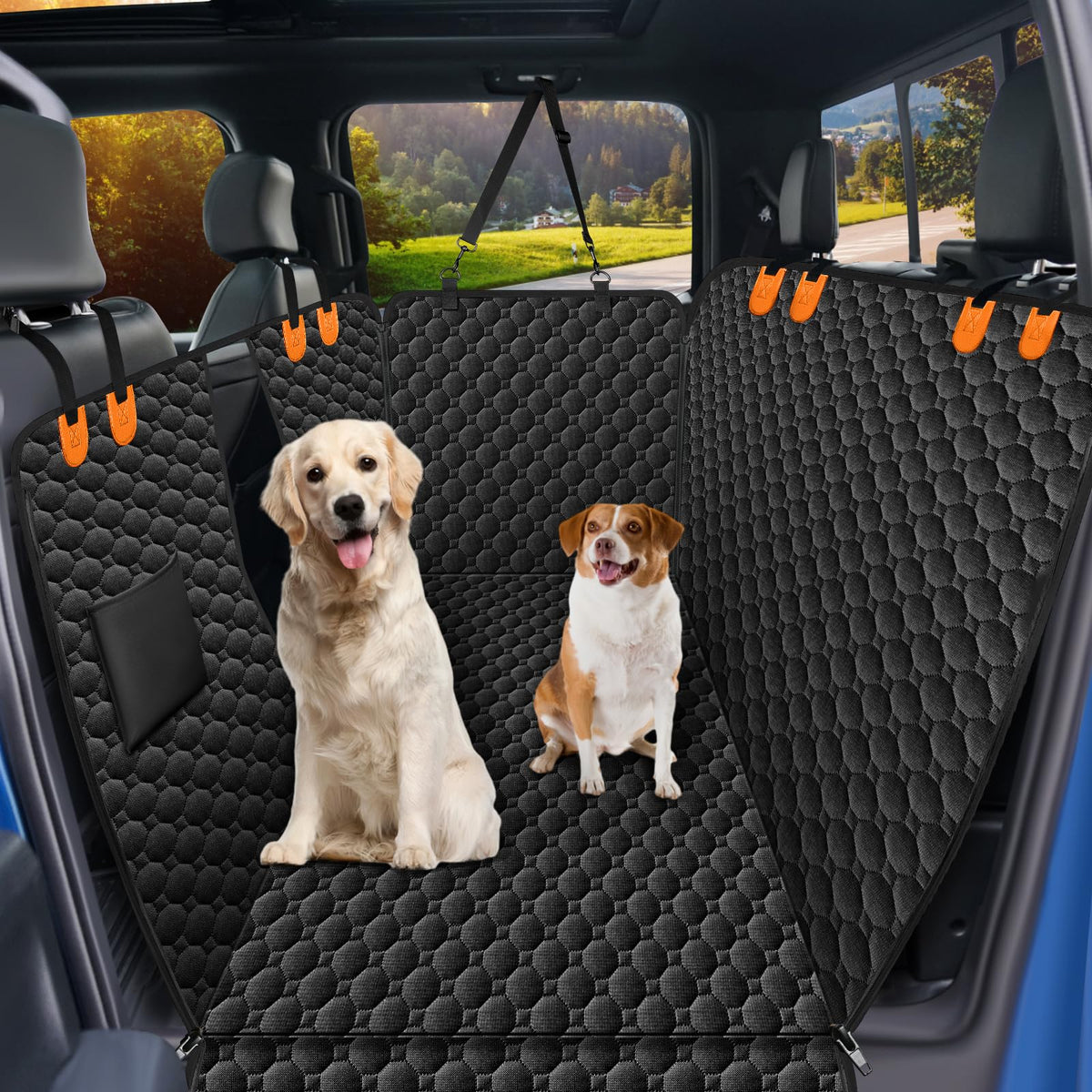 Mancro Dog Car Seat Cover for Back Seat, Waterproof Dog Hammock for Car