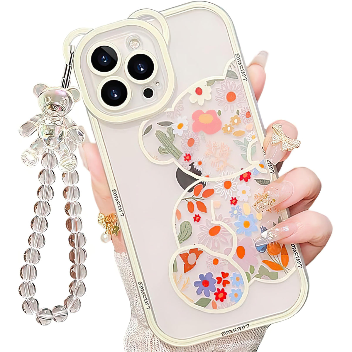 IAIYOXI 3D Cute Cartoon Bear Phone Case for iPhone 15 - Fashionable and Stylish - Funny Pink Bear Design - Soft TPU Protective Case - Kawaii Silicone Cover for Women, Girls, and Kids