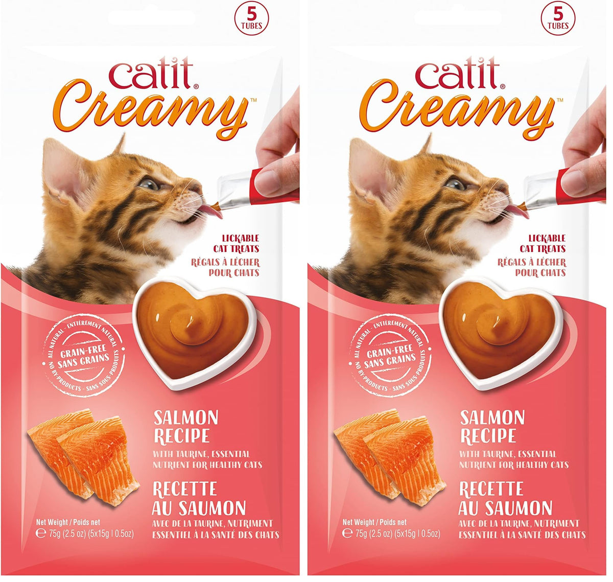 Catit Creamy Lickable Cat Treat – Healthy Variety of Flavors, 50 Pack, Hand-Feed or Serve, Nutrient-Rich Squeeze Tube, 0.5 oz Each