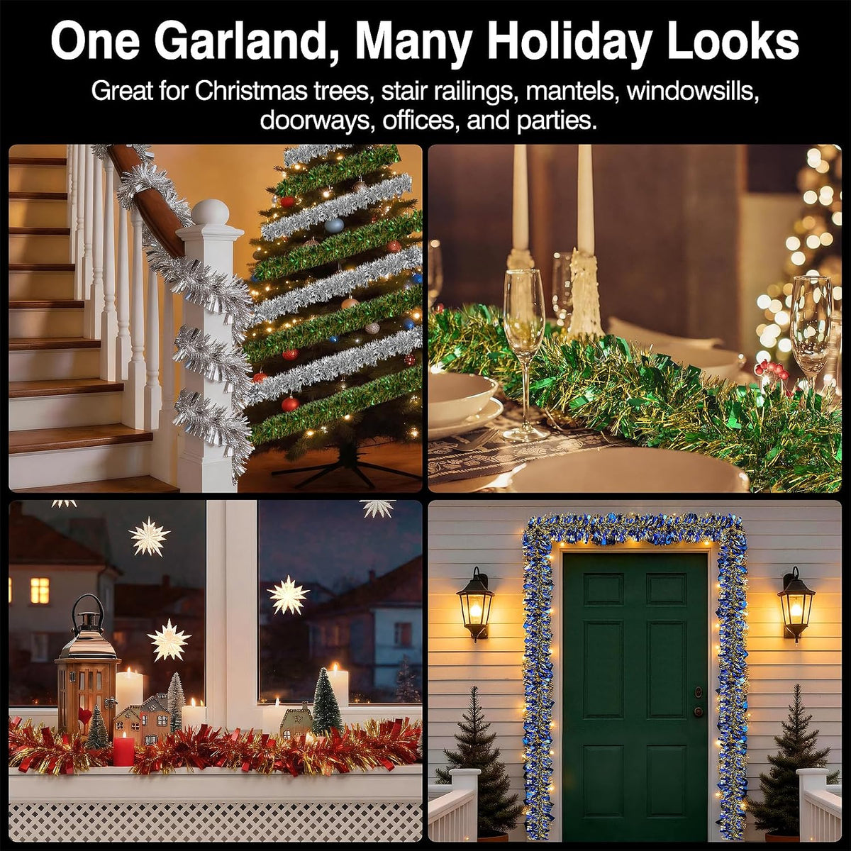 39 FT Silver Tinsel Garland Metallic Christmas Tree Party Decoration