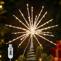 ODEETRONIC Christmas Star Tree Topper Lights, 9.5in UL Certified 3D Star Tree Topper, Double Sided Christmas Tree-top with 10 Count Incandescent Warm White Lights for Xmas Tree Home Decor, Gold