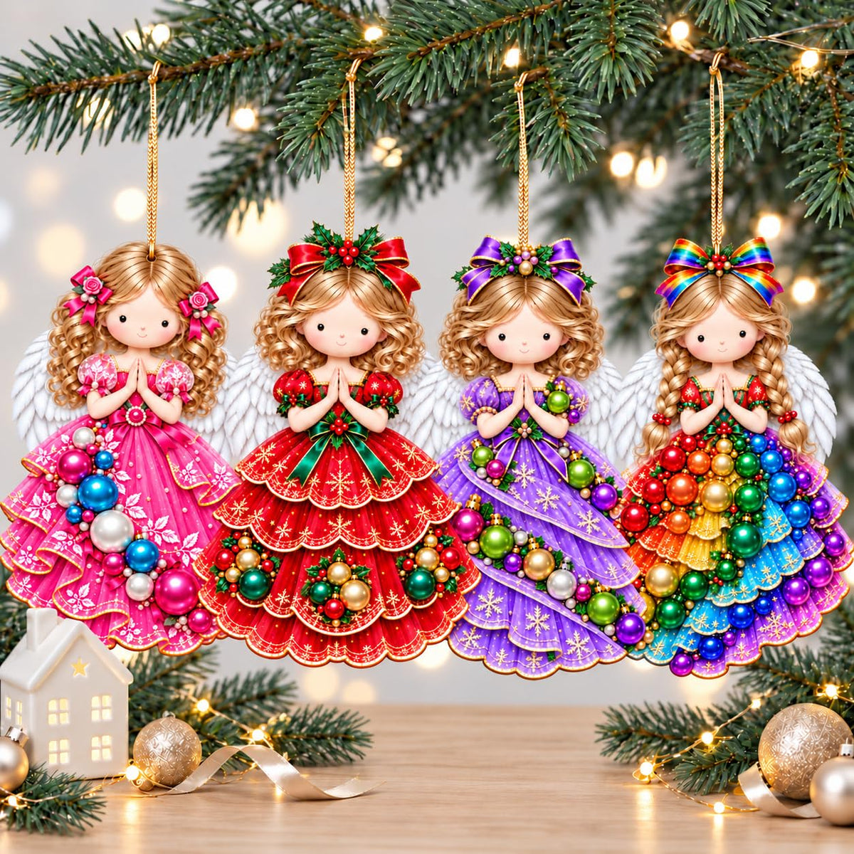 18Pcs Colorful Angel Christmas Ornaments