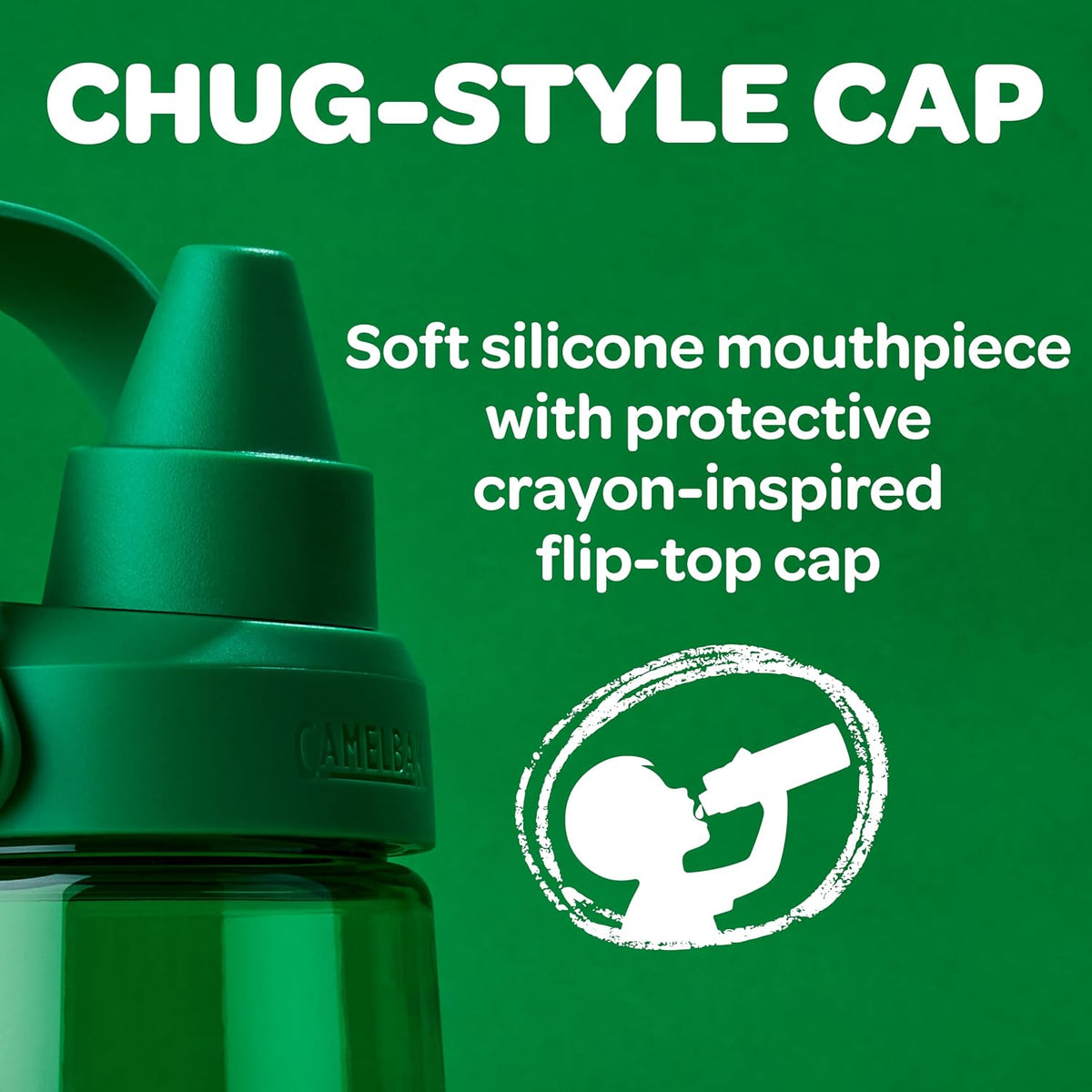 CamelBak Crayola Chug Water Bottle 25oz, Green | Fast Flow Chug Lid, Slim Portable Design, Durable Tritan Renew Bottle, Dishwasher Safe Design, Crayola Color Collection