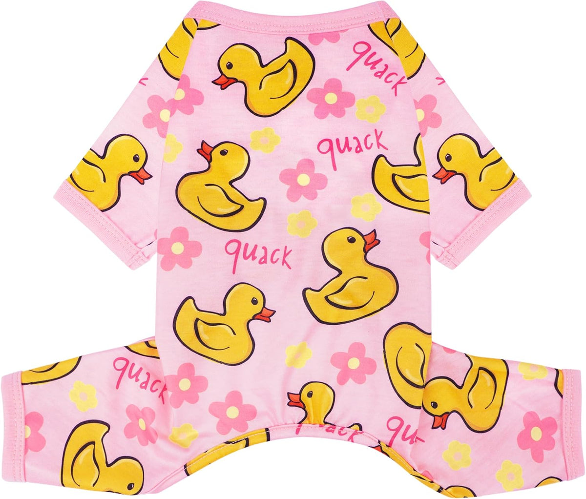 Dog Pajamas for Small Dogs Stretchy Chihuahua Clothes Summer Doggie Onesie Cute Puppy Pjs Girl Boy Pet Clothing Cat Onesie (Duck, Small)