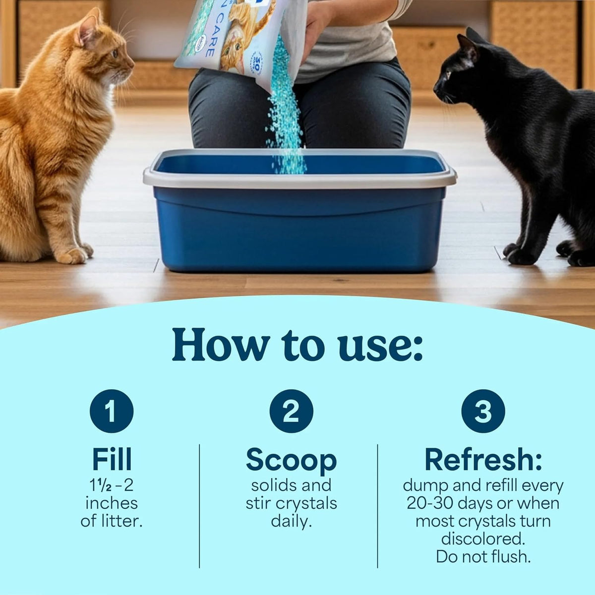Fresh Step Clean Care Crystsal Cat Litter with Febreze Freshness, Ammonia Block Technology, Lightweight Fresh Step Crystals, Low Dust, 8 lb. Bag, Pack of 2