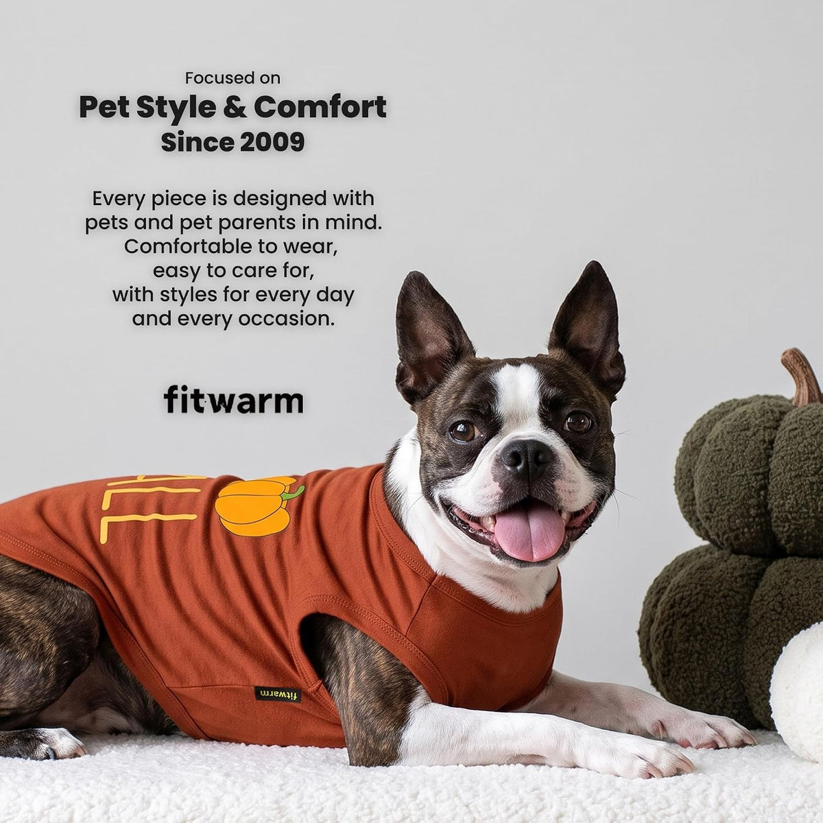 Fitwarm I Love Fall Dog Shirt, Thanksgiving Outfit for Small Dogs Boy Girl, Pet Clothes, Brown, Orange, Yellow, Medium