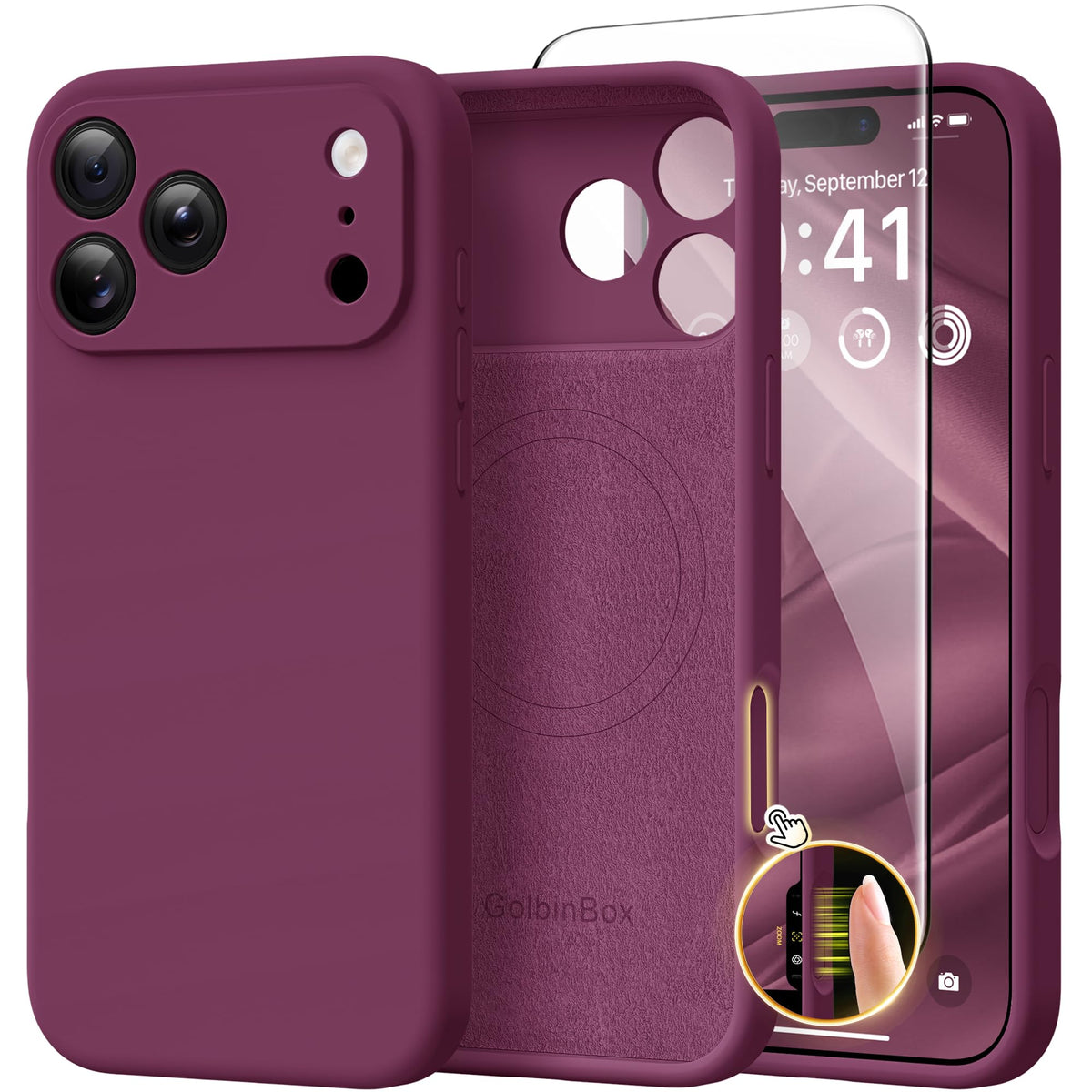 GolbinBox Magnetic for iPhone 16 Pro Max Case, Silicone Cover, Chalk Pink