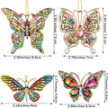Peryiter 8 Pcs Metal Christmas Ornament Xmas Diamond Ornaments, Butterfly