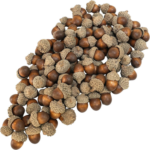 Winlyn 100 Pcs Realistic Artificial Acorns Wooden Brown Acorns Autumn Decorations 1.2" Rustic Farmhouse Home Thanksgiving Wedding Fall Arrangement Wreaths Bowl Fillers