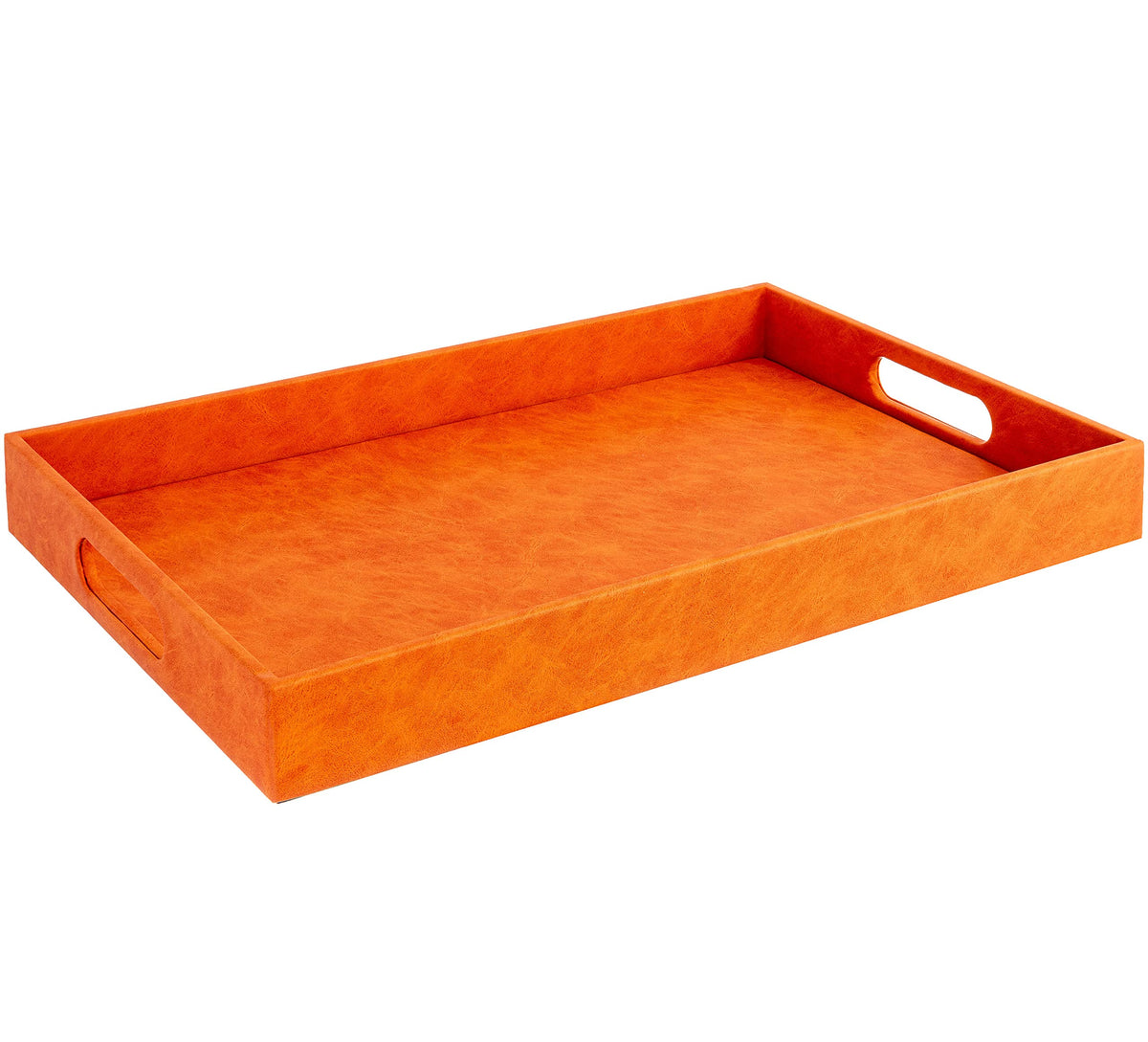 Home Redefined 17.5"x12" Gold Glossy Crocodile Faux Leather Serving Tray Beautiful Modern Elegant Decorative Tray with Handles Ottoman Coffee Table Tray for All Occasion's