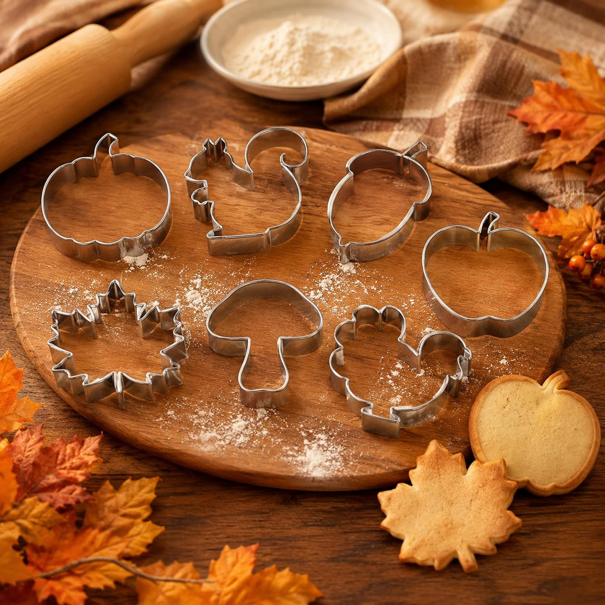 Fall Thanksgiving Cookie Cutters - 7PCS Stainless Steel Biscuit Molds