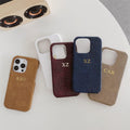 Personalise Gold Silver Initial Letters Leather Case for iPhone 14 15 16 17 Pro max 13 17 Pro Xs Max 12 11 XR 14 15 16 Plus 17air Luxury Lizard Skin Texture PU Cover (Burgundy)