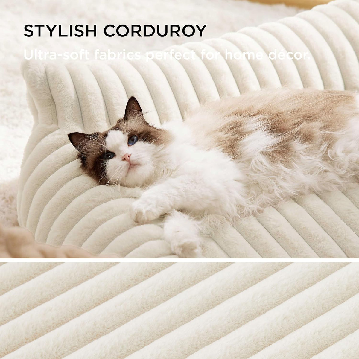Bedsure ComfyFleece™ Shown on TV Fluffy Cute Dog Couch for Pets,30in Cream | Small & Medium Dog Bed Washable Cover,Supportive Couch Bed for Small Dogs,Pet Sofa Seen on Good Day New York,Up to 20 Lbs