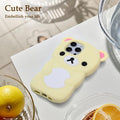 IAIYOXI Soft Silicone Bear Case for iPhone 15, Cute 3D Cartoon Teddy Bear Designed, Protective Lovely Fun Adorable Fashion Phone Case, Kawaii Cover for Women Girls Kids, Yellow