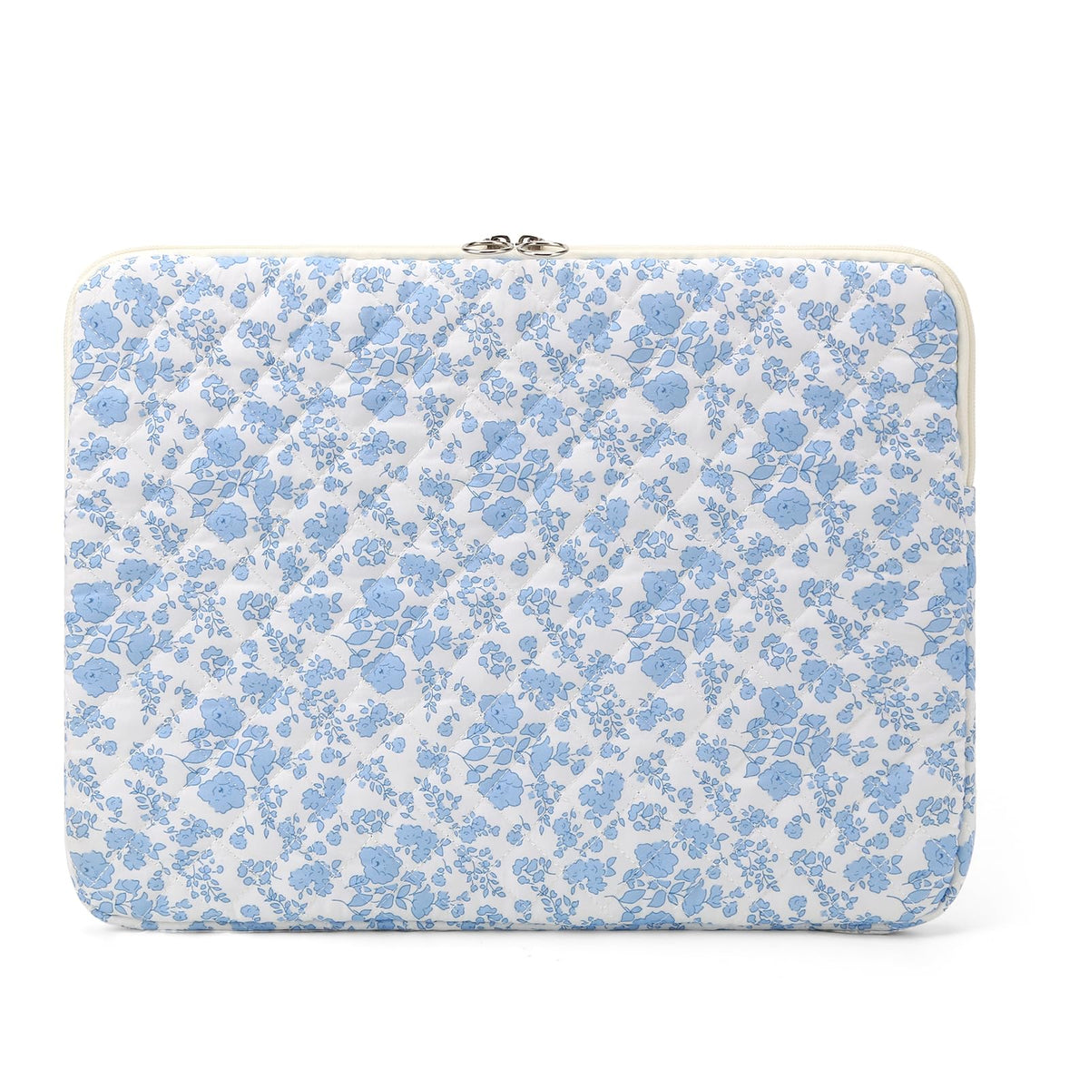 Puffy Laptop Sleeve 13 Inch Cute Quilted Laptop Protective Case Padded Floral Computer Sleeve for MacBook (A-Blue, 13 Inch)