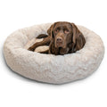 Best Friends by Sheri The Original Calming Donut Dog Bed for Large Dogs up to 100 lbs, Shag Faux Fur, Taupe, Large, 36" x 36"